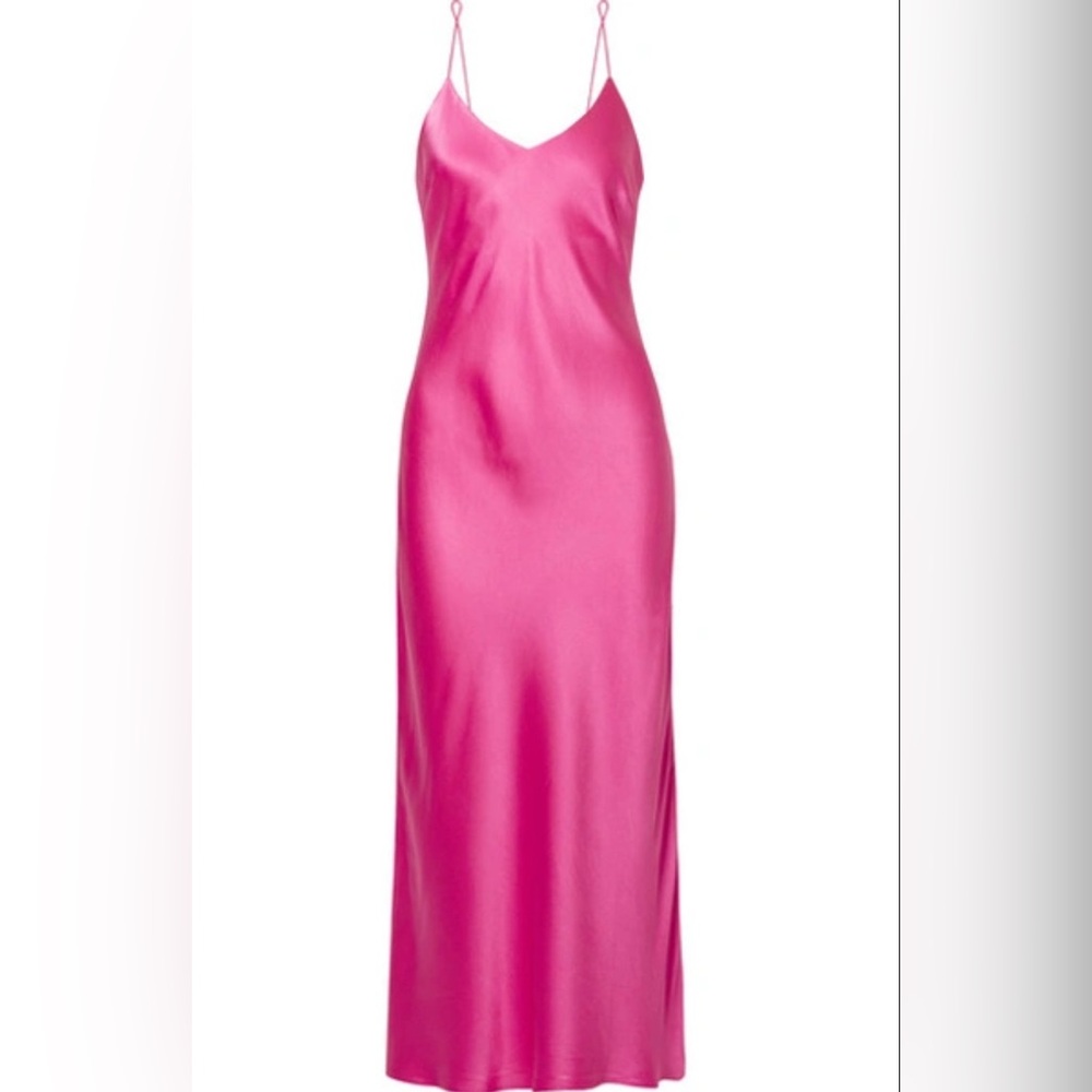 Anine Bing Pink Midi Silk Slip Dress Small